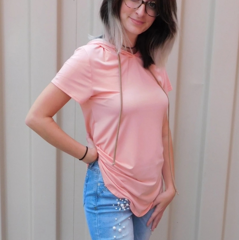 Pink hoodie tee